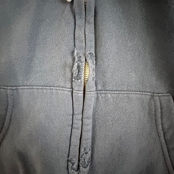 Abercrombie & Fitch ~ Slate Blue~ Distressed~3/4 sleeve~Hoodie Jacket~size L - Picture 4 of 12